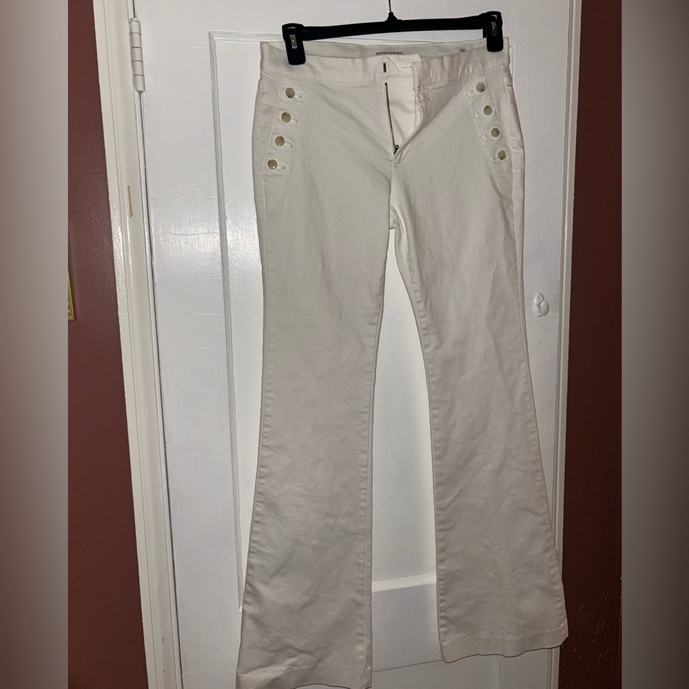 Banana Republic White Flare Pants Low-rise